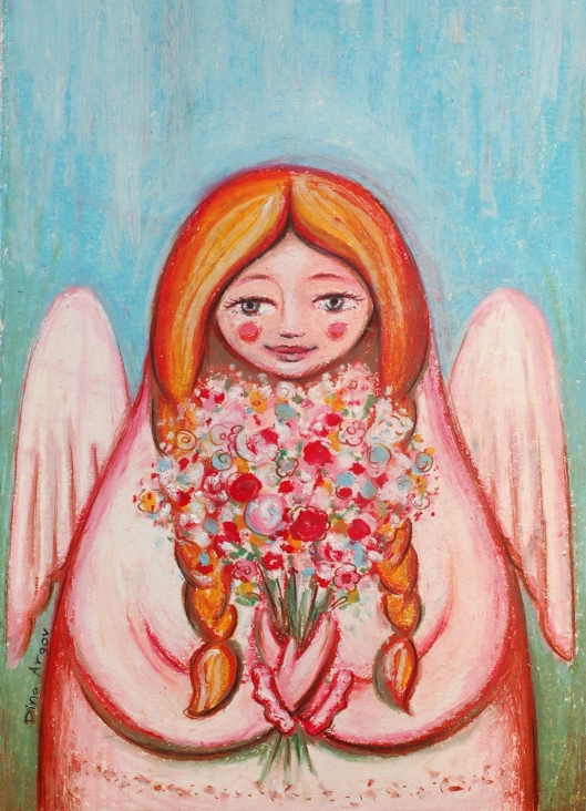 Angel Matryoshka with flowers